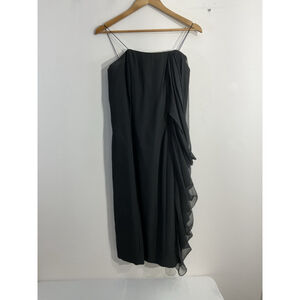 Womans Evenings Size 10 Black Cocktail dress Spaghetti Straps Back Zip Flowy